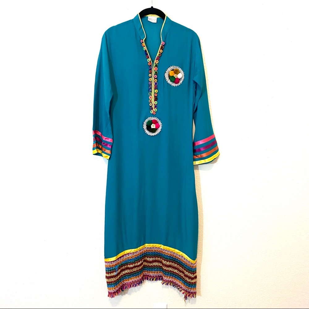 VTG Teal Embellished Dress